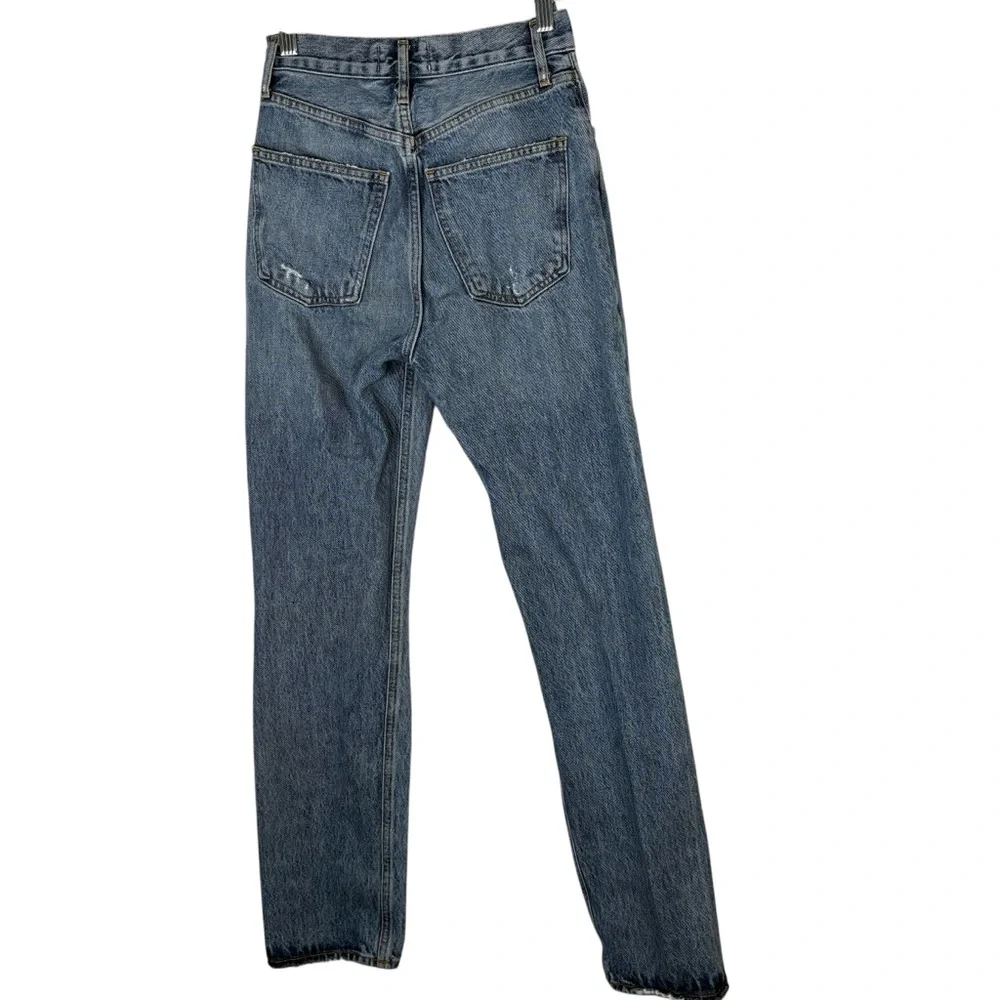 Agolde 90's Pinch Waist Jeans in Rule Womens 23 Distressed Denim High Waisted